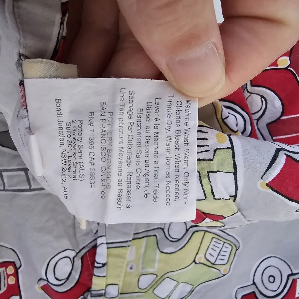 Pottery Barn Kids Full/Queen Fire Trucks Duvet And Single Sham SEE PICTURES!